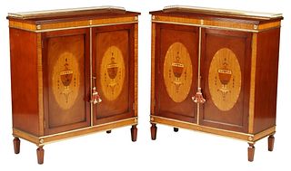 (2) NEOCLASSICAL STYLE MARQUETRY SERVERS