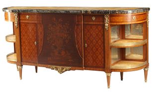 LOUIS XVI STYLE MARQUETRY COMMODE A L'ANGLAISE