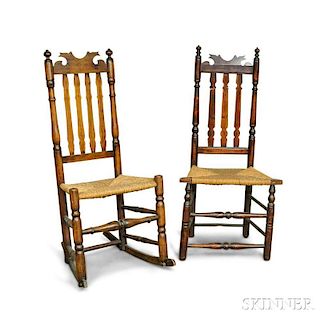 Two Maple Bannister-back Side Chairs