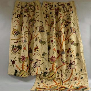 Two Crewelwork Drapes