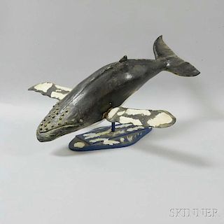 Carved and Painted Wood Full-body Humpback Whale