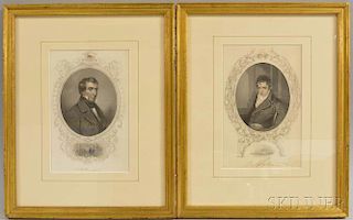 American School, 19th Century      Pair of Portrait Engravings: Robert Fulton After Benjamin West