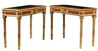 (2) NEOCLASSICAL STYLE PIETRA DURA TOP CONSOLES