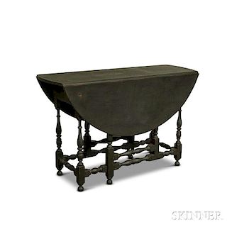 William and Mary-style Black-painted Gate-leg Drop-leaf Table