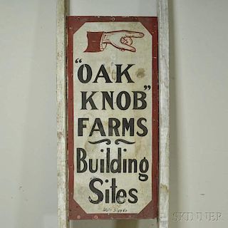 Paint-decorated Metal and Wood "Oak Knob Farm" Sign