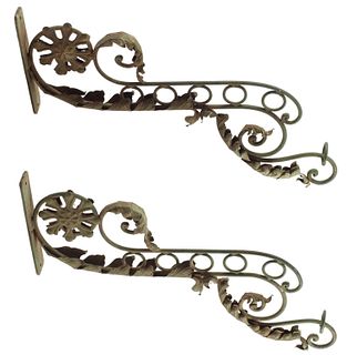 (2) LARGE ARCHITECTURAL WROUGHT IRON BRACKETS