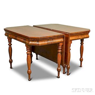Classical Cherry and Mahogany Veneer Two-part Dining Table
