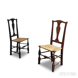 Two Chippendale Transitional Painted Side Chairs