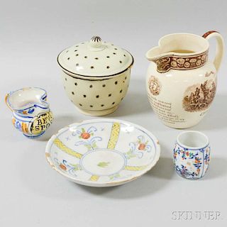 Five Ceramic Tableware Items