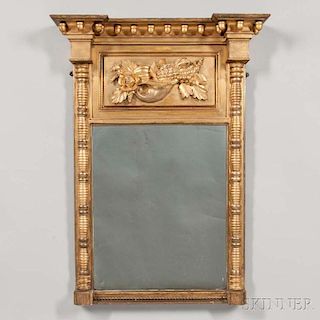 Late Federal Carved and Gilt-gesso Tabernacle Mirror