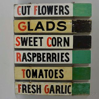 Six Painted Wood Signs