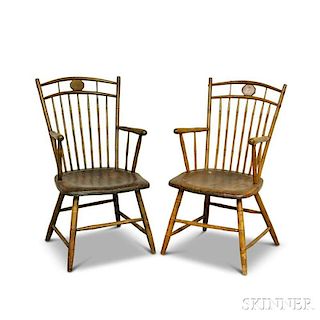 Pair of Rod-back Windsor Armchairs