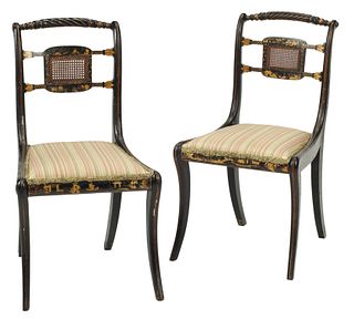 (2) REGENCY STYLE GILT- JAPANNED SIDE CHAIRS 