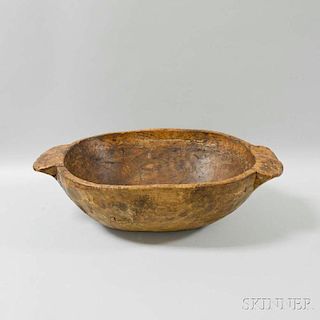 Carved Wood Handled Bowl