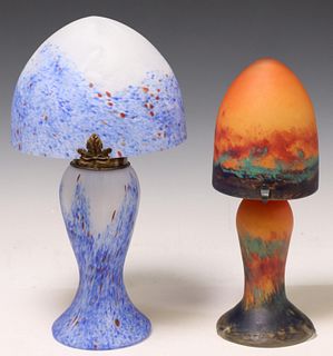 (2) FRENCH PATE DE VERRE GLASS TABLE LAMPS