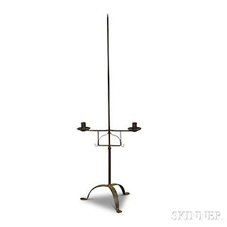 Wrought Iron Adjustable Tripod Two-light Candlestand