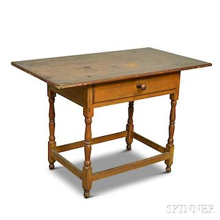 Pine and Maple One-drawer Tavern Table