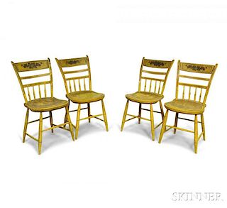 Set of Four Classical Polychrome Decorated Fancy Chairs