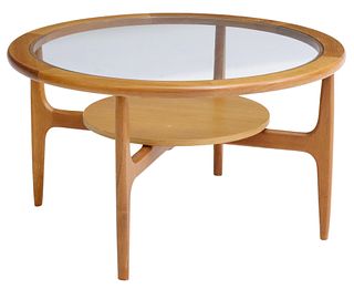 MID-CENTERY MODERN ROUND GLASS-TOP COFFEE TABLE