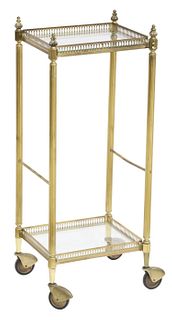 FRENCH GILT METAL & GLASS TWO-TIER SERVICE TROLLEY