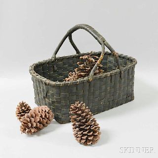 Black-painted Woven Splint Gathering Basket