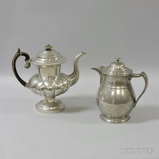 Boardman & Hart Pewter Pitcher and a Dixon & Son Pewter Coffeepot