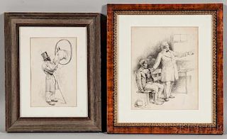 Two Framed Pen and Ink Drawings Including an Edward Kemble (American, 1861-1933)
