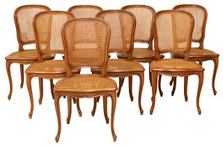 (8) FRENCH LOUIS XV STYLE CANED SIDE CHAIRS