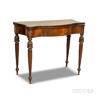 Late Federal Carved Mahogany Card Table