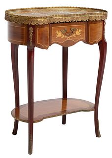 LOUIS XV STYLE KIDNEY-FORM MARBLE-TOP SIDE TABLE