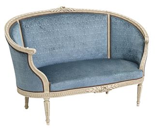 FRENCH LOUIS XVI STYLE PAINTED SALON CANAPE SETTEE