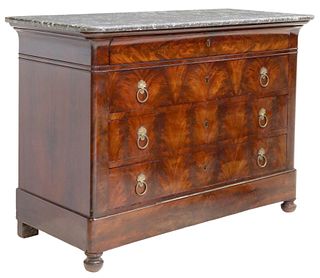 FRENCH LOUIS PHILIPPE FLAME MAHOGANY COMMODE
