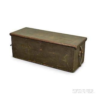 Green-painted Pine Six-board Sea Chest