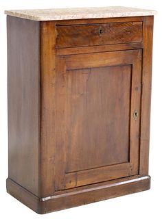 FRENCH MARBLE-TOP WALNUT CONFITURIER CUPBOARD