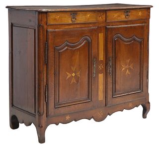 FRENCH PROVINCIAL OAK & MARQUETRY SIDEBOARD