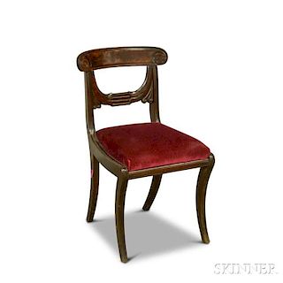 Classical Carved Mahogany Sabre-leg Side Chair
