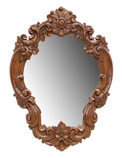 CONTINENTAL CARVED CARTOUCHE-SHAPED MIRROR