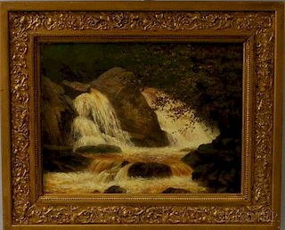 American School, 19th Century      Wooded Waterfall Scene
