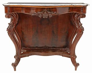 ROCOCO STYLE MARBLE-TOP MAHOGANY CONSOLE TABLE