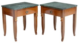 (2) FRENCH EMPIRE STYLE MARBLE-TOP NIGHTSTANDS