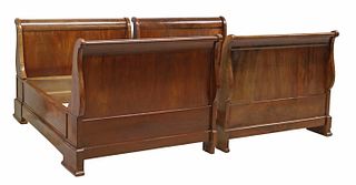 (2) FRENCH LOUIS PHILIPPE MAHOGANY ALCOVE BEDS