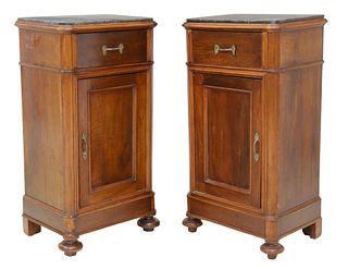 (2) ITALIAN MARBLE-TOP BEDSIDE CABINETS, 19TH C.