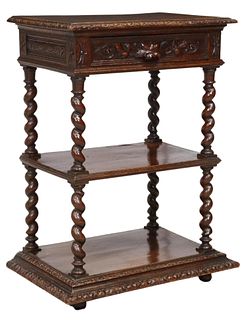 FRENCH LOUIS XIII STYLE CARVED OAK TIERED SERVER