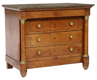 FRENCH EMPIRE STYLE MARBLE-TOP COMMODE