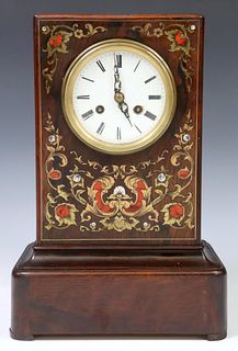 FRENCH INLAID ROSEWOOD CASE PORTICO CLOCK