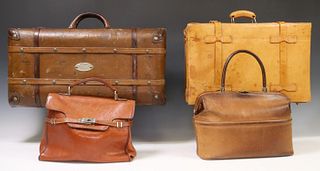 4) FRENCH LEATHER & COATED CANVAS SUITCASES & BAGS
