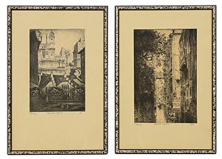 (2) FRAMED SIGNED ETCHINGS OF ROME & VENICE