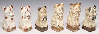 6) CHINESE GLAZED CERAMIC FIGURAL CAT-FORM CENSERS