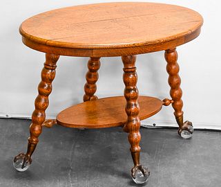 BALL & CLAW FOOT OAK PARLOR TABLE