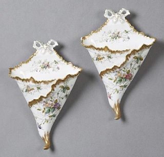 Pair of French Porcelain Wall Pockets, late 19th c